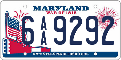 MD license plate 6AA9292