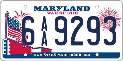 MD license plate 6AA9293