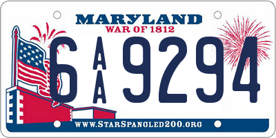 MD license plate 6AA9294