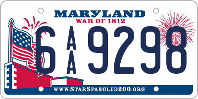 MD license plate 6AA9298