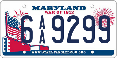 MD license plate 6AA9299