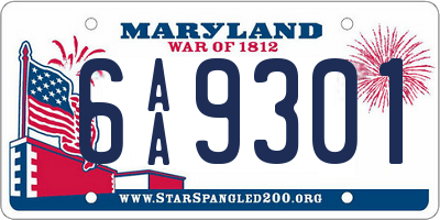 MD license plate 6AA9301