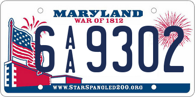 MD license plate 6AA9302