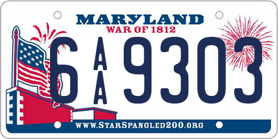 MD license plate 6AA9303