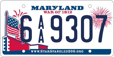 MD license plate 6AA9307