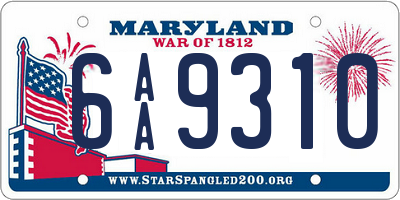 MD license plate 6AA9310