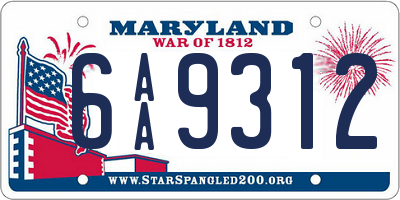 MD license plate 6AA9312