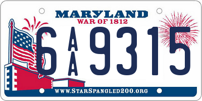 MD license plate 6AA9315