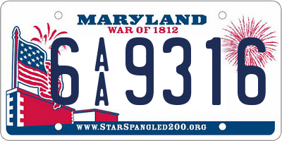 MD license plate 6AA9316