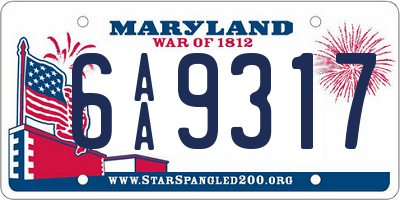 MD license plate 6AA9317