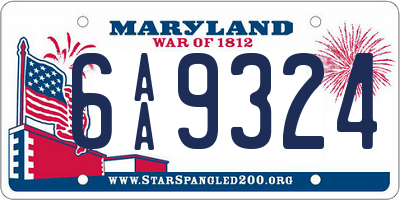 MD license plate 6AA9324