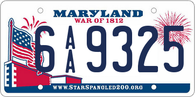 MD license plate 6AA9325