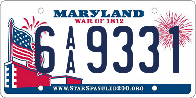 MD license plate 6AA9331