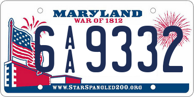 MD license plate 6AA9332