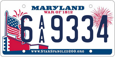 MD license plate 6AA9334