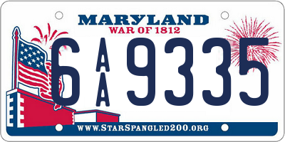 MD license plate 6AA9335