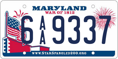 MD license plate 6AA9337