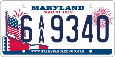 MD license plate 6AA9340