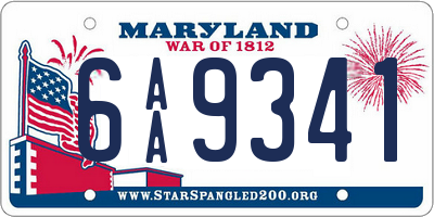 MD license plate 6AA9341