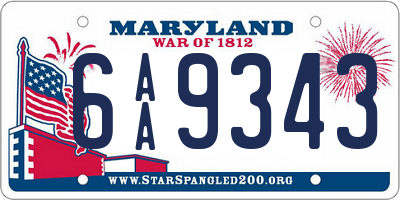 MD license plate 6AA9343