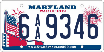 MD license plate 6AA9346