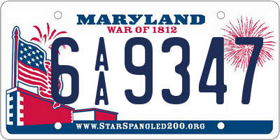 MD license plate 6AA9347