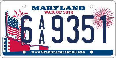 MD license plate 6AA9351