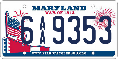 MD license plate 6AA9353