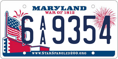 MD license plate 6AA9354