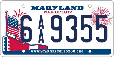 MD license plate 6AA9355