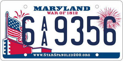 MD license plate 6AA9356