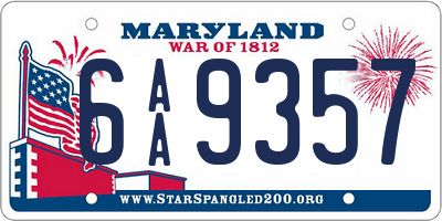 MD license plate 6AA9357