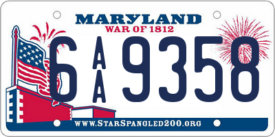 MD license plate 6AA9358