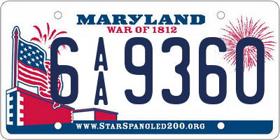 MD license plate 6AA9360