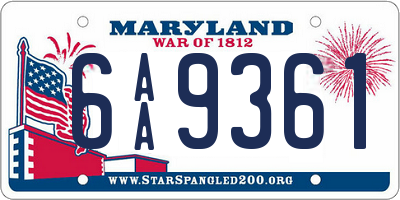 MD license plate 6AA9361