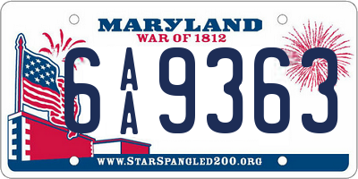 MD license plate 6AA9363