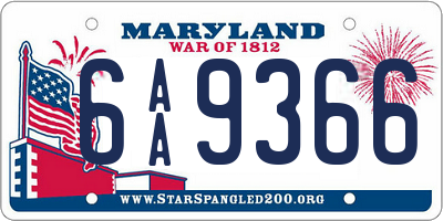 MD license plate 6AA9366