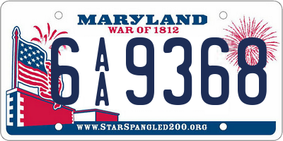 MD license plate 6AA9368