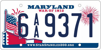 MD license plate 6AA9371