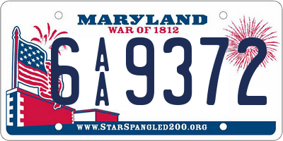 MD license plate 6AA9372