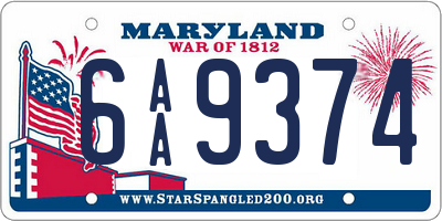 MD license plate 6AA9374