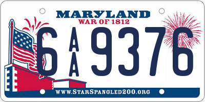 MD license plate 6AA9376