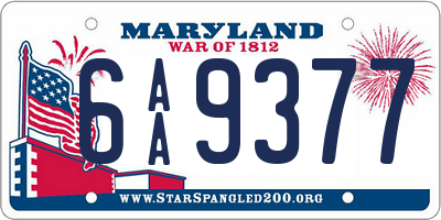 MD license plate 6AA9377