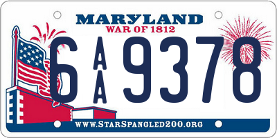 MD license plate 6AA9378