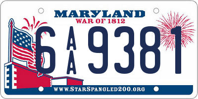 MD license plate 6AA9381