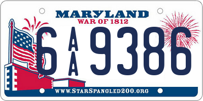 MD license plate 6AA9386