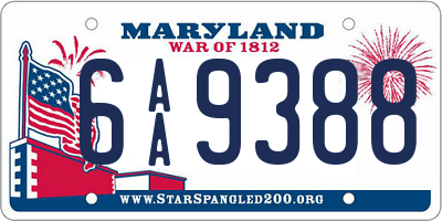 MD license plate 6AA9388