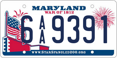 MD license plate 6AA9391