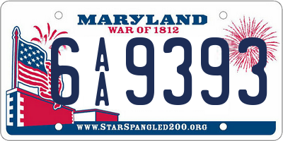 MD license plate 6AA9393