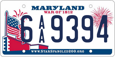 MD license plate 6AA9394